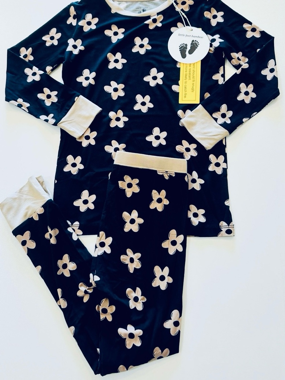 Kids Bamboo Matching Set - Black with Cream Floral
